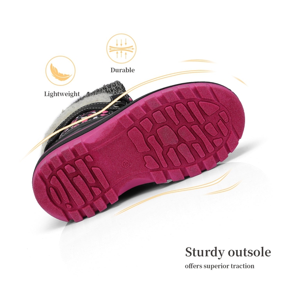 Insulated Snow Kids Waterproof Boots - BLACK FUXIA - 4